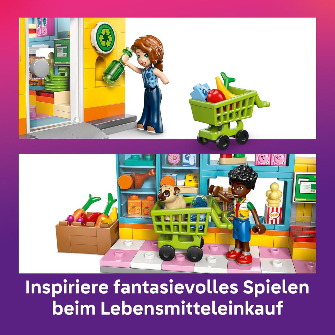 LEGO Friends Heartlake City Mini-Markt - Spielzeugladen mit 2 Mini Puppen, Hundefigur, Kasse &amp; Spiel