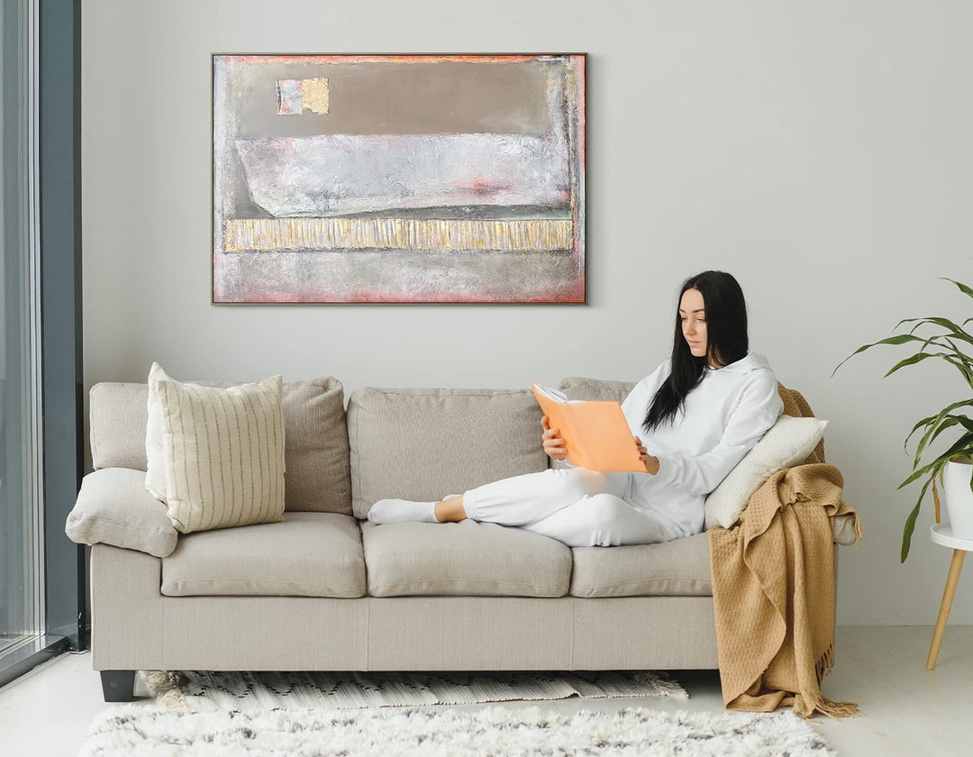 YS-Art Luxus Abstrakt Acryl Gemälde auf Leinwand Accent handgemalt Wandbilder Wohnzimmer modern Wohn