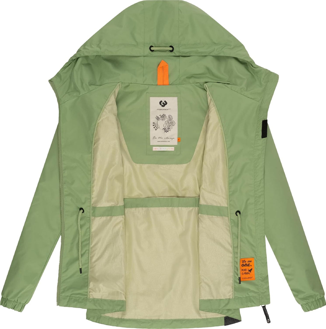 Ragwear Damen Übergangsjacke leichte Jacke kurz wasserdicht (Wassersäule: 4.000 mm) mit Kapuze Danka