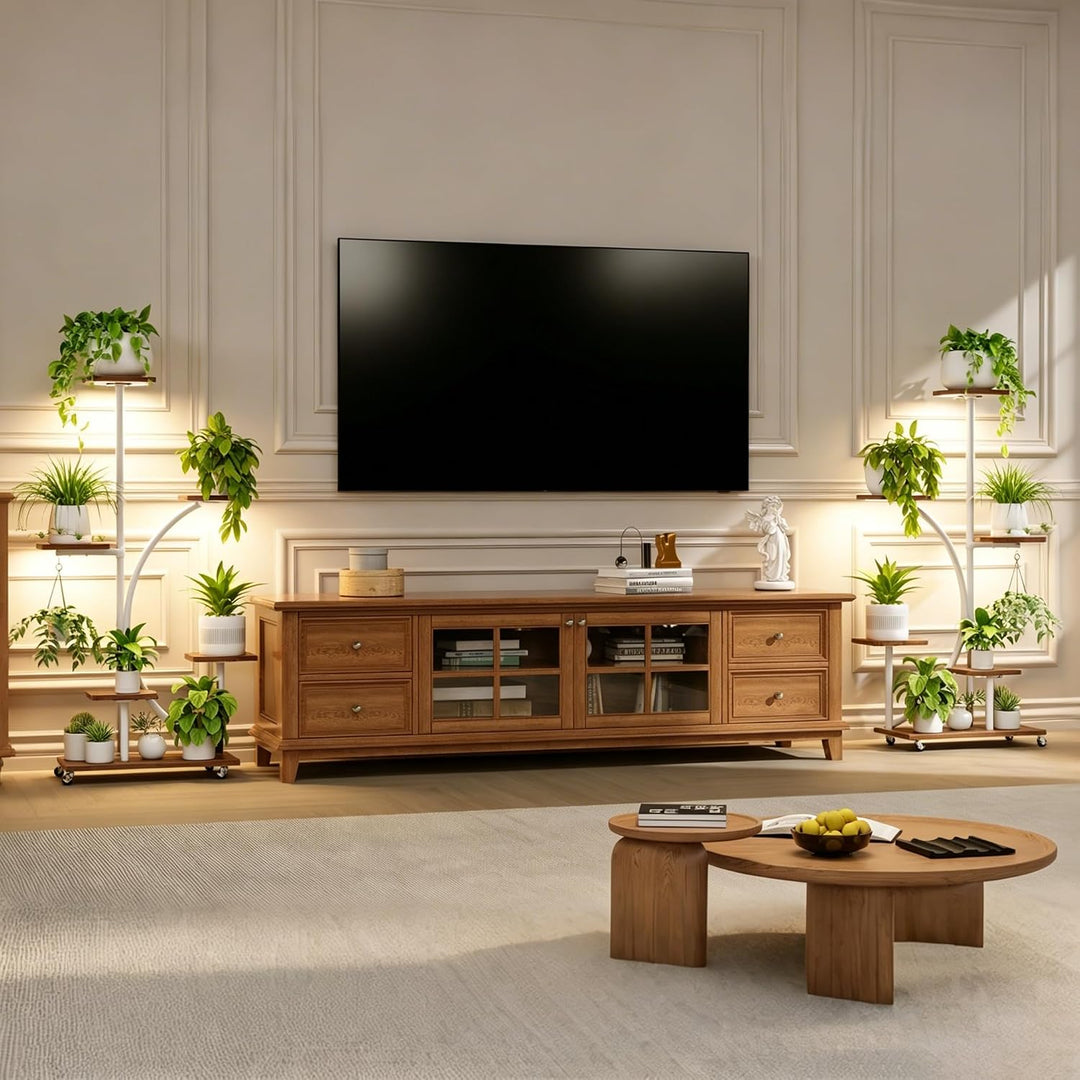 HAUSPROFI Pflanzenständer mit Wachstumslicht, Blumenständer 6 Stöckiges 125cm, Pflanzenregal Metall