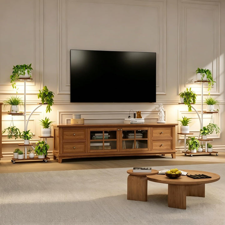 HAUSPROFI Pflanzenständer mit Wachstumslicht, Blumenständer 6 Stöckiges 125cm, Pflanzenregal Metall