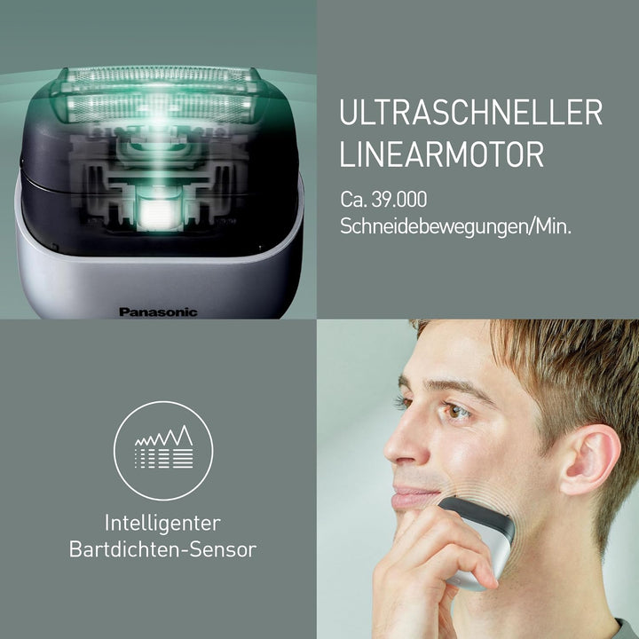 Panasonic ES-ACM3BW503 Series 700 Kompaktrasierer mit 3 Klingen, Nass- & Trockenrasierer für Männer,