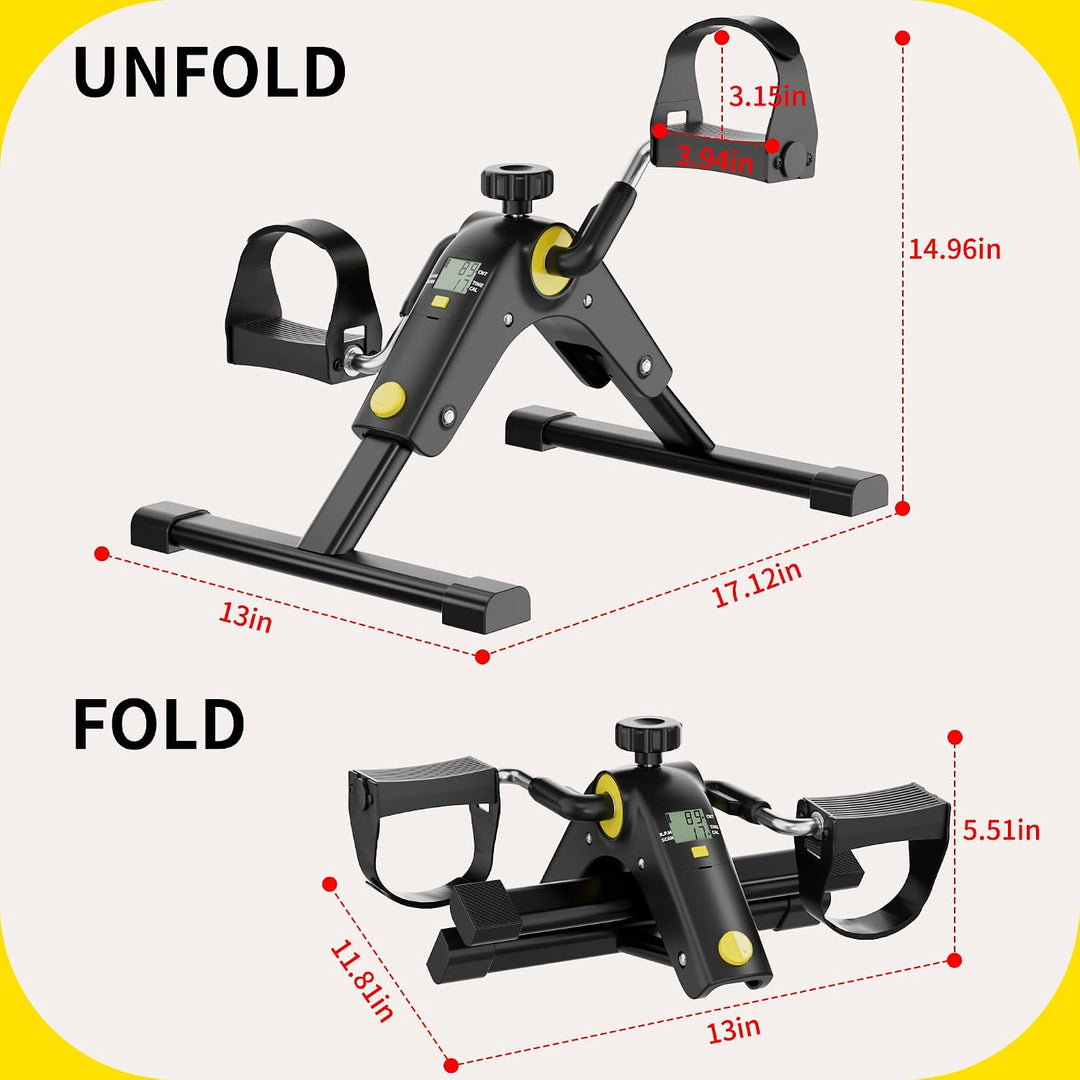 MOMODA Untertisch-Fahrradpedaltrainer mit LCD-Display, tragbarer Mini-Heimtrainer für Arm und Bein S