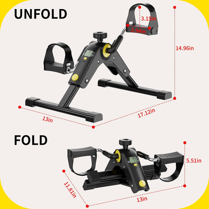 MOMODA Untertisch-Fahrradpedaltrainer mit LCD-Display, tragbarer Mini-Heimtrainer für Arm und Bein S