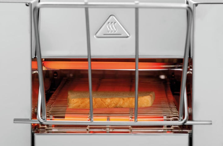 Bartscher Durchlauftoaster Mini-XS aus Edelstahl für bis zu 90 Toasts/Stunde, regelbare Bandgeschwin