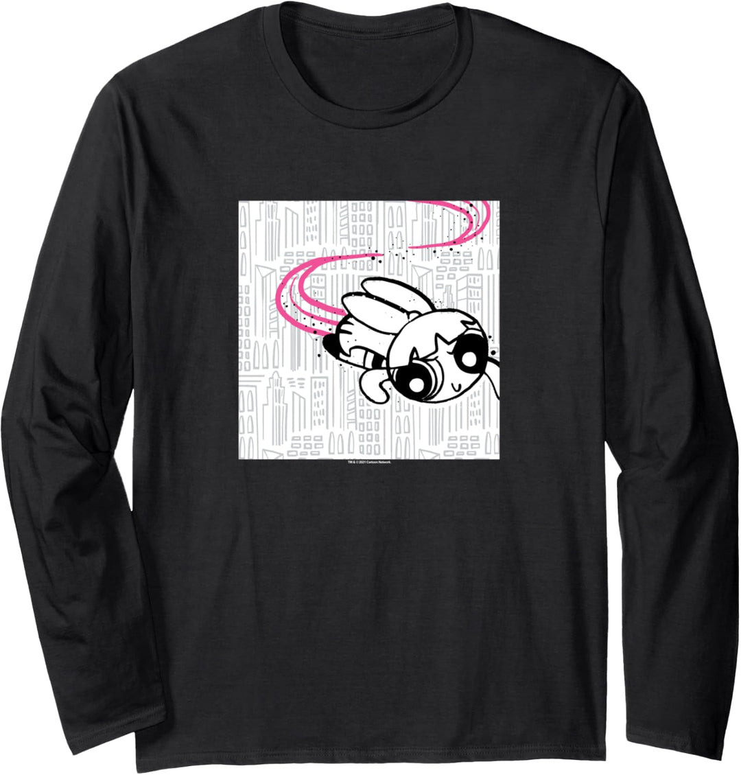 Powerpuff Girls Blosson Flying Over the City Langarmshirt