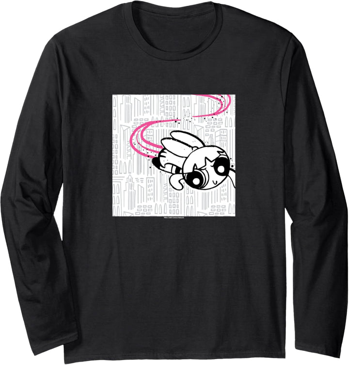 Powerpuff Girls Blosson Flying Over the City Langarmshirt