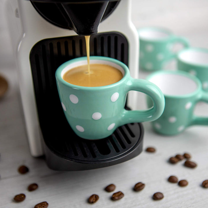 City to Cottage® - Espressotassen Set | Türkis und Weiss | Polka Dots | Handgemacht | Keramik Geschi