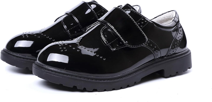 PPXID Jungen Schnürhalbschuhe wasserdichte Lackschuhe Schule Oxfords Uniform Hochzeit Anzugschuhe 34