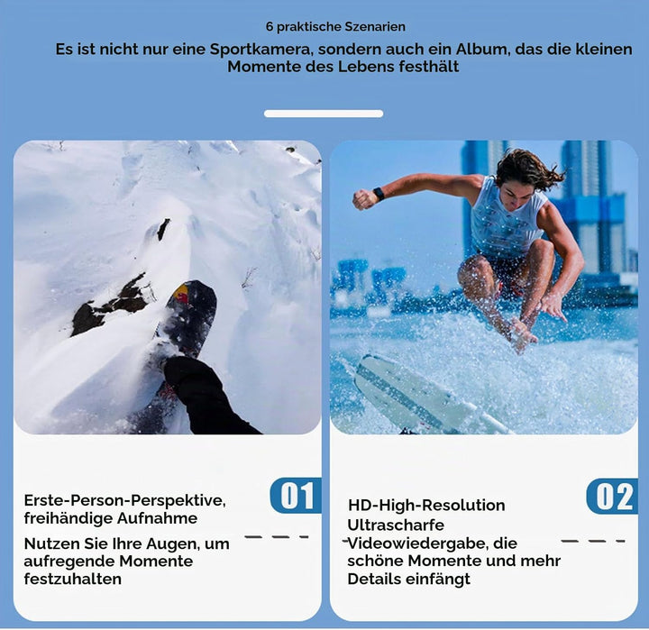 4K Action Cam Körperkamera mit magnetischem Trageband, Zurück-, wasserdichtes Gehäuse, Ladebox, Mont