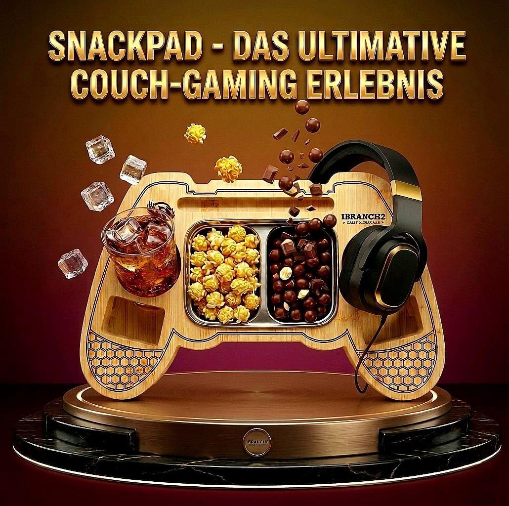 1BRANCH2 UNITY&HERITAGE SnackPad – Die Couchbar für Gamer im Controller-Design | Premium Bambus Snac