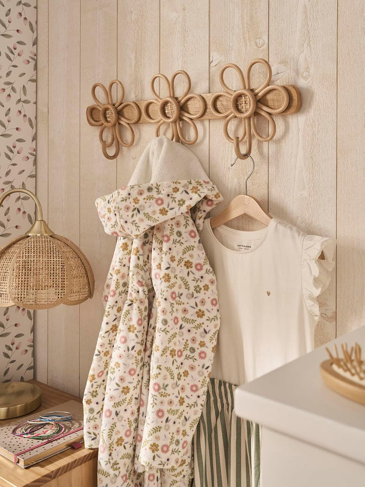 VERTBAUDET Kleiderhaken mit 3 Blumen aus Rattan, Holz, TU, Holz Einheitsgrösse