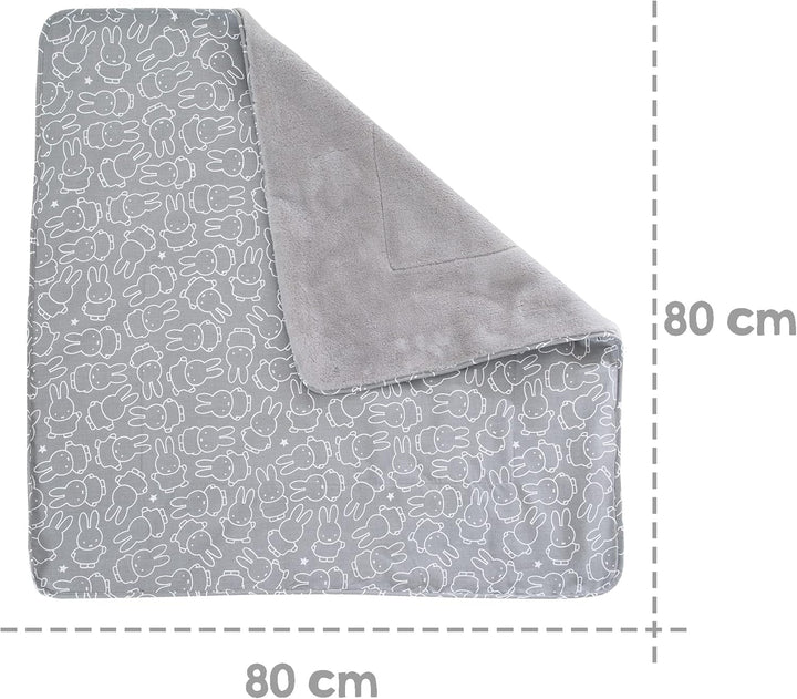 roba Babydecke miffy - 80 x 80 cm - Baby Kuscheldecke 2 seitig mit Hasen Motiv - für Mädchen & Junge