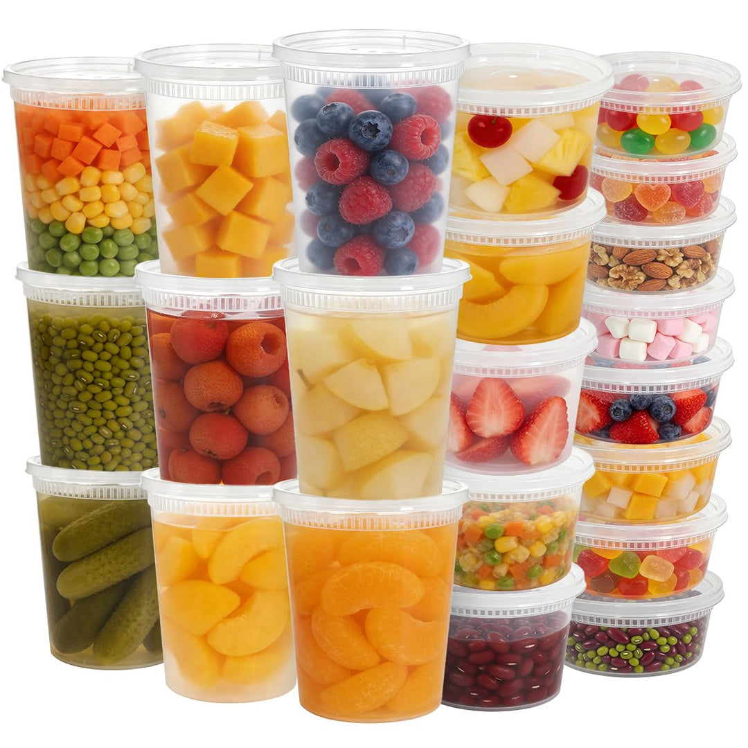Kleemeiero 50 Sets Frischhaltedosen mit Deckel Vorratsdosen 8, 16, 32 oz Deli Container Luftdichte K