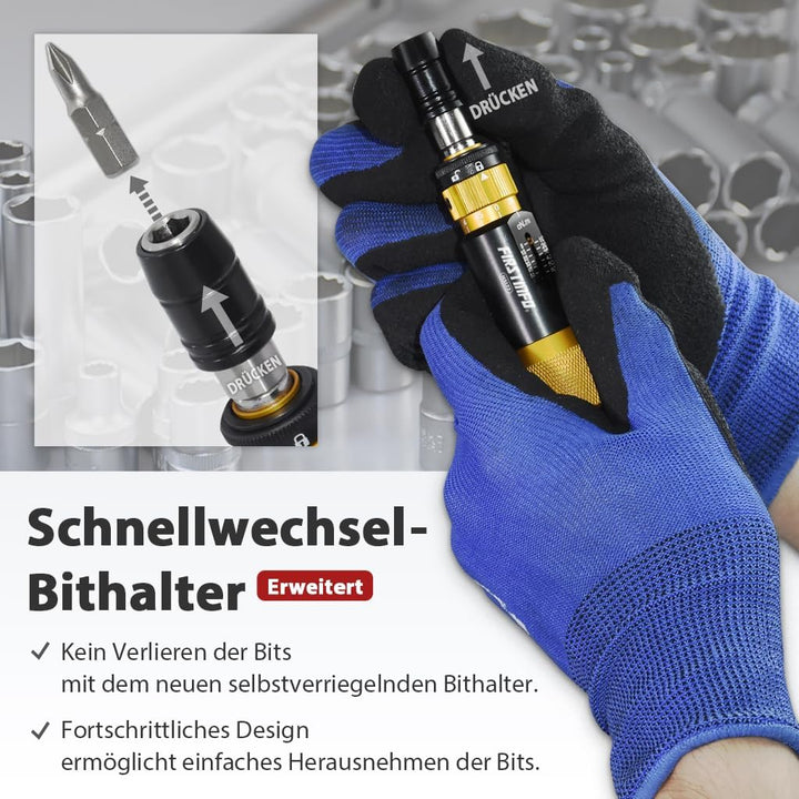 FIRSTINFO H5177 | 1/4 Zoll | 5-60cNm | Drehmomentschraubendreher | mit Rapidaptor Schnellwechselfutt