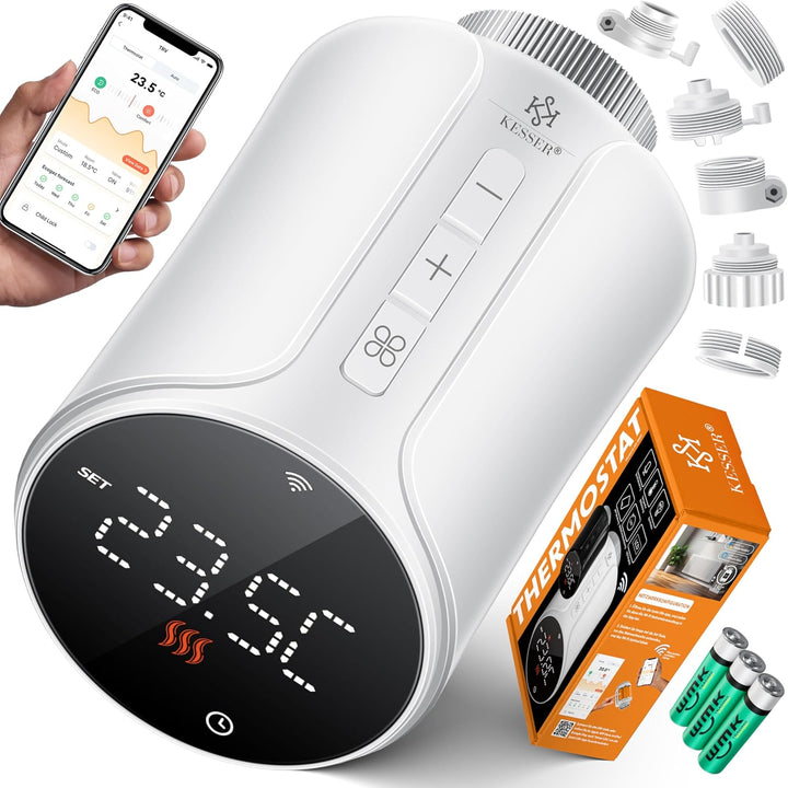 KESSER® Heizkörperthermostat 4er Set WiFi Heizungsregler | Heizungsthermostat WLAN mit Smart Home Ap