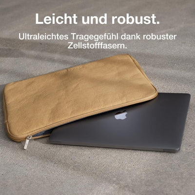 Woodcessories - Nachhaltige Laptoptasche kompatibel mit MacBook 11-14 Zoll Hülle Braun - aus Papier