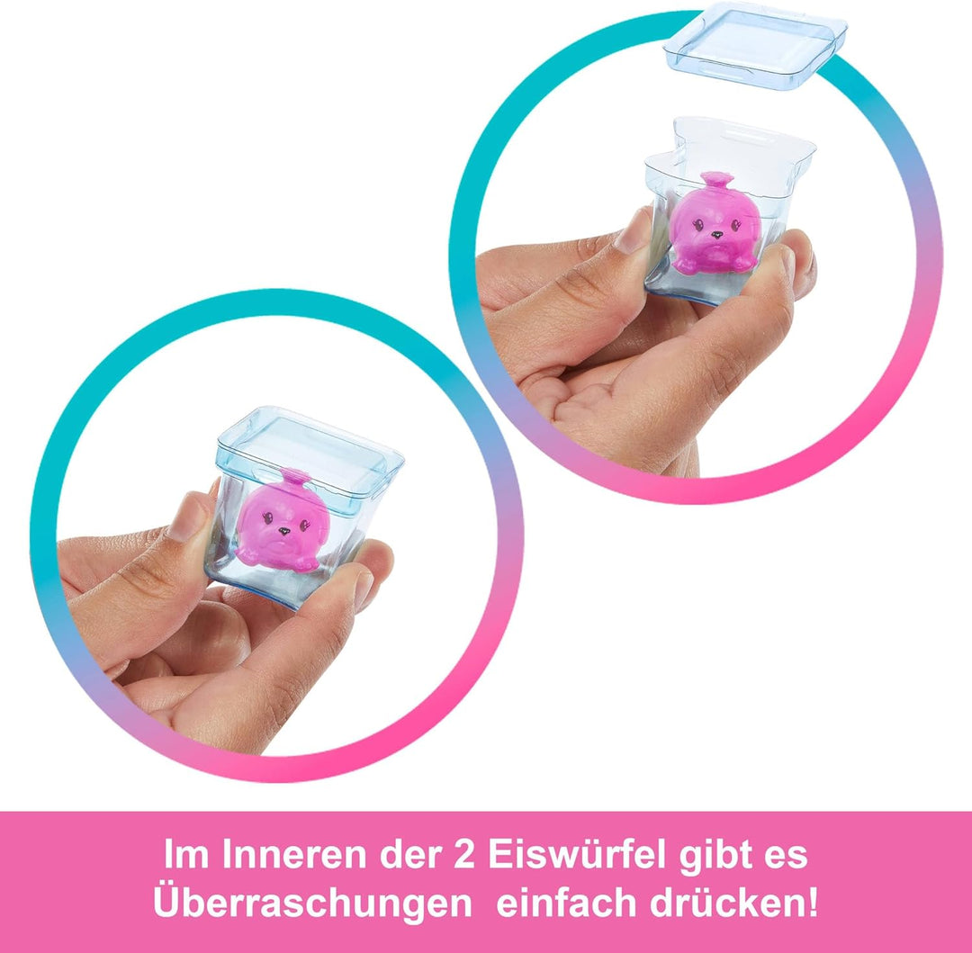 Barbie Pop Reveal Bubble Tea Serie Puppe und Zubehör, duftende Mango-Mochi-Modepuppe mit Haustier, 8