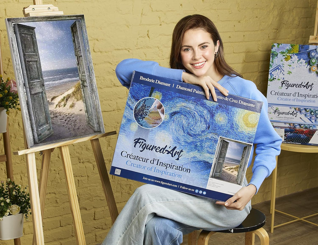 Figured'Art Diamond Painting Erwachsene 40x50cm Mit Rahmen Ganze Leinwand gespannt Tor zum Strand 5D