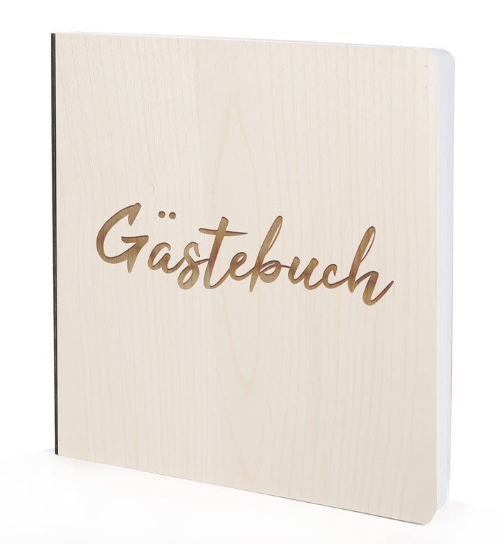 Gästebuch mit edlem Echtholz Ahorn Holz Cover Buch in der Grösse 20 x 20cm 192 beschreibbare Seiten