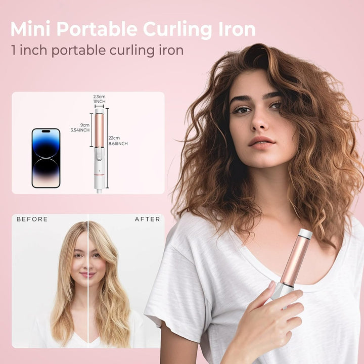 25mm Mini Lockenstab, Lockenstabs Kurze Haare,Reise Lockenstabs 180℃, Keramik Mini Lockenwickler, Lo