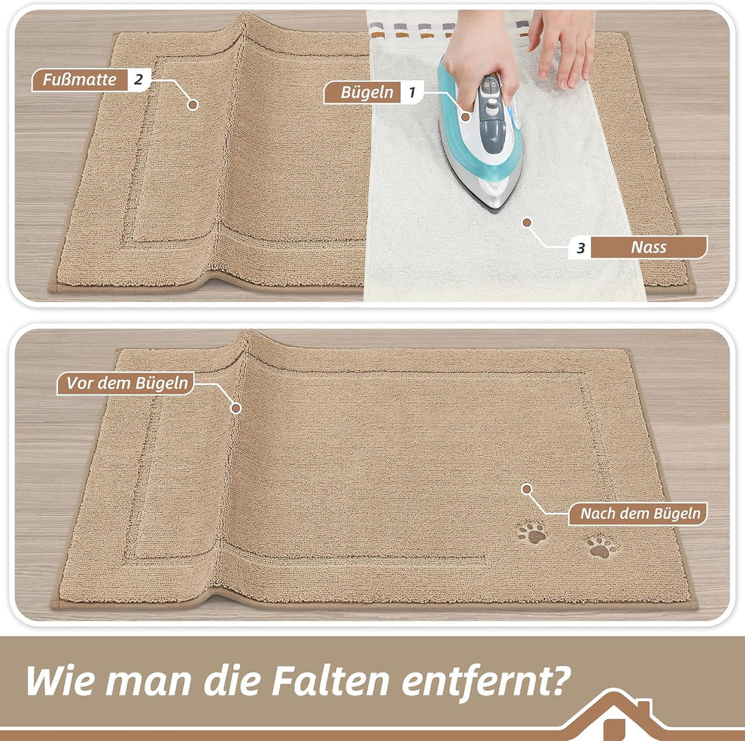 BEQHAUSE Fussmatte Innen, 80 * 120cm Schmutzfangteppich, Schmutzfangmatte Waschbar Eingang Matte Fus