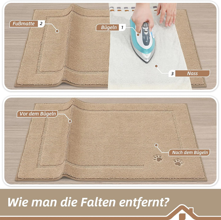 BEQHAUSE Fussmatte Innen, 80 * 120cm Schmutzfangteppich, Schmutzfangmatte Waschbar Eingang Matte Fus