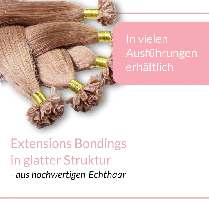 hair2heart Extensions Echthaar Bondings glatt - 25 Strähnen 1g 40cm 8/01 hellblond natur-asch #12 Ho