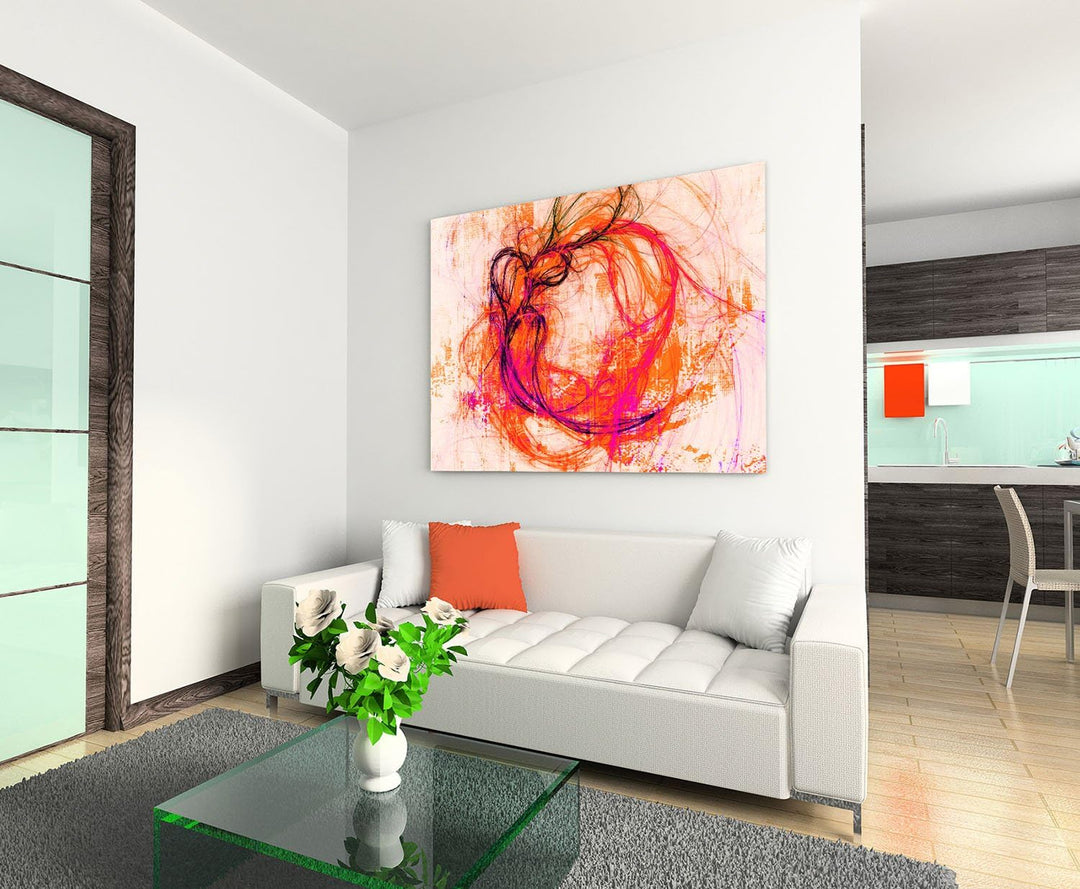 Der Mustermix pink orange Abstraktes Bild auf Leinwand Abstrakt114_cm_dekoratives LeinLeinwandbild L