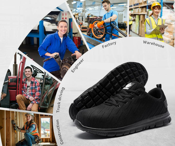 DYKHMILY Sicherheitsschuhe Damen Herren Pannensichere Arbeitsschuhe Leichte Stahlkappenschuhe Sportl