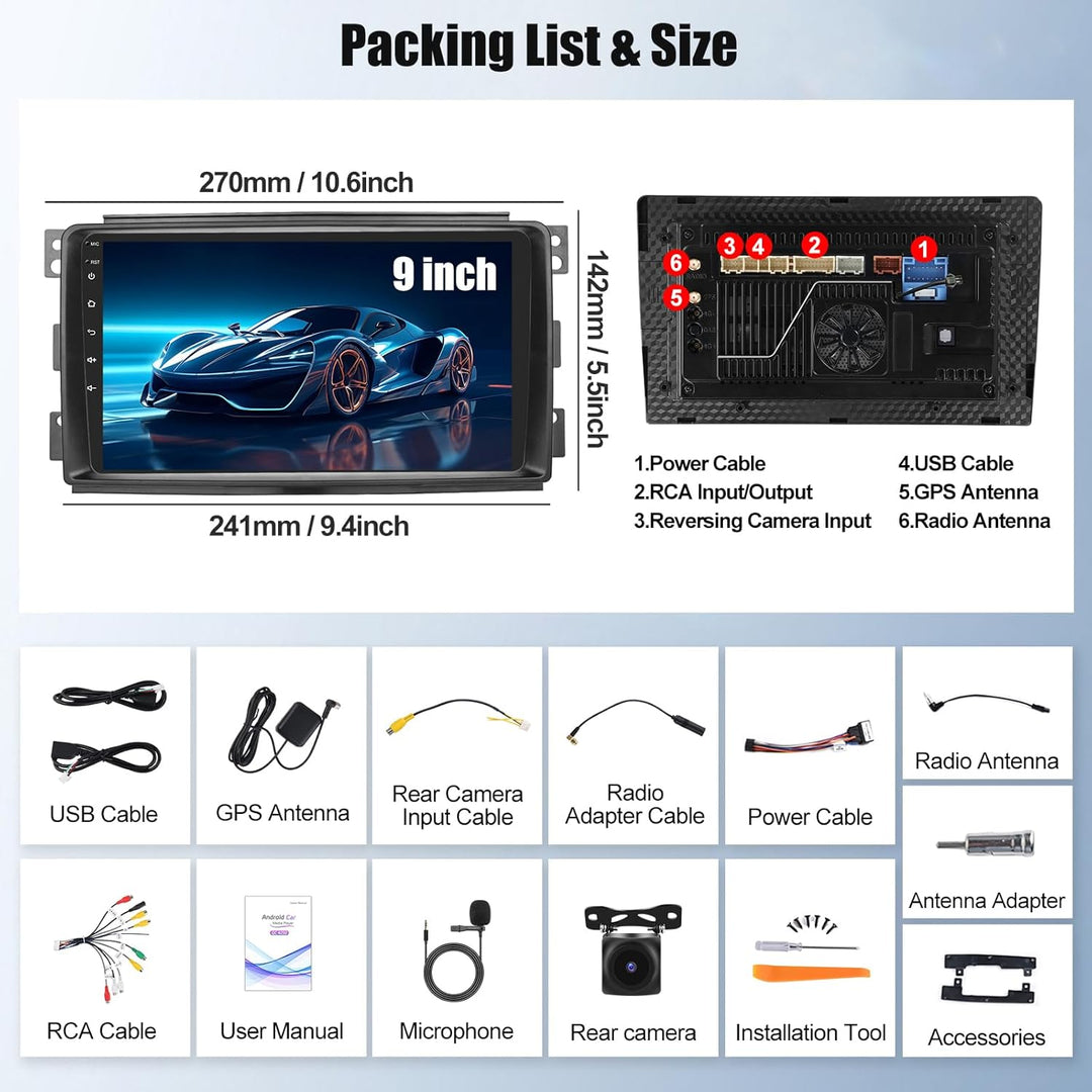 Qualcomm 4G+64G 8Kern CAMECHO Android 15 Autoradio für Mercedes Benz Smart Fortwo 2005-2010 mit Carp