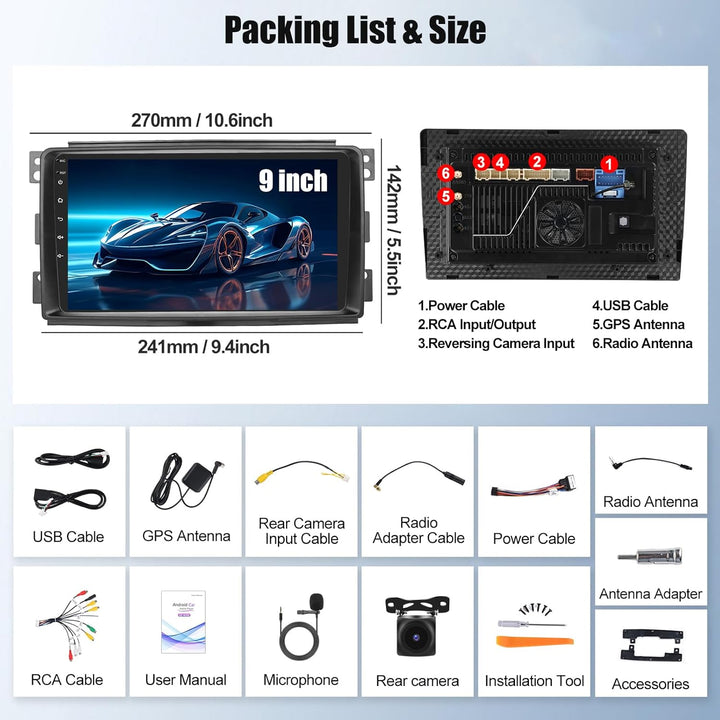 Qualcomm 4G+64G 8Kern CAMECHO Android 15 Autoradio für Mercedes Benz Smart Fortwo 2005-2010 mit Carp