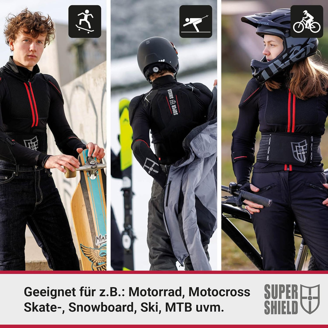 SUPER SHIELD Protektorenjacke, Rückenprotektor, Ellenbogenprotektoren & Schulterprotektoren, Level 2