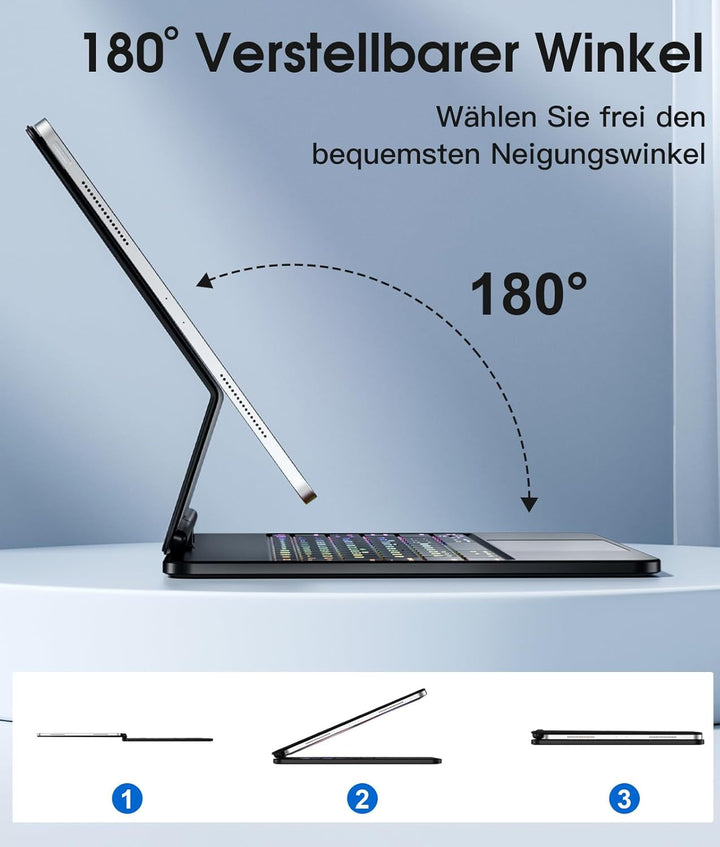 Vobafe Hülle mit Tastatur für iPad Air 13 Inch M2 2024, Magic Keyboard für iPad Pro 12.9 6./5./4./3.