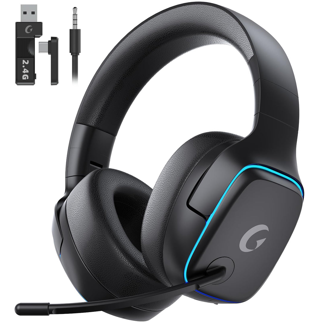 Gvyugke Wireless Gaming Headset für PS5/PS4/PC/Switch/Mac, 2.4GHz & Bluetooth 5.3 Kabellos (≤20ms) &
