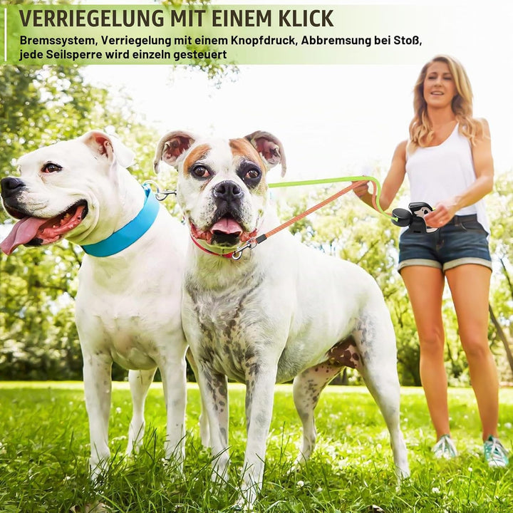 Doppelte Einziehbare Hundeleine, Rollleine Mit Led Licht, Ausziehbare Doppel Hundeleine Für 2 Hunde,