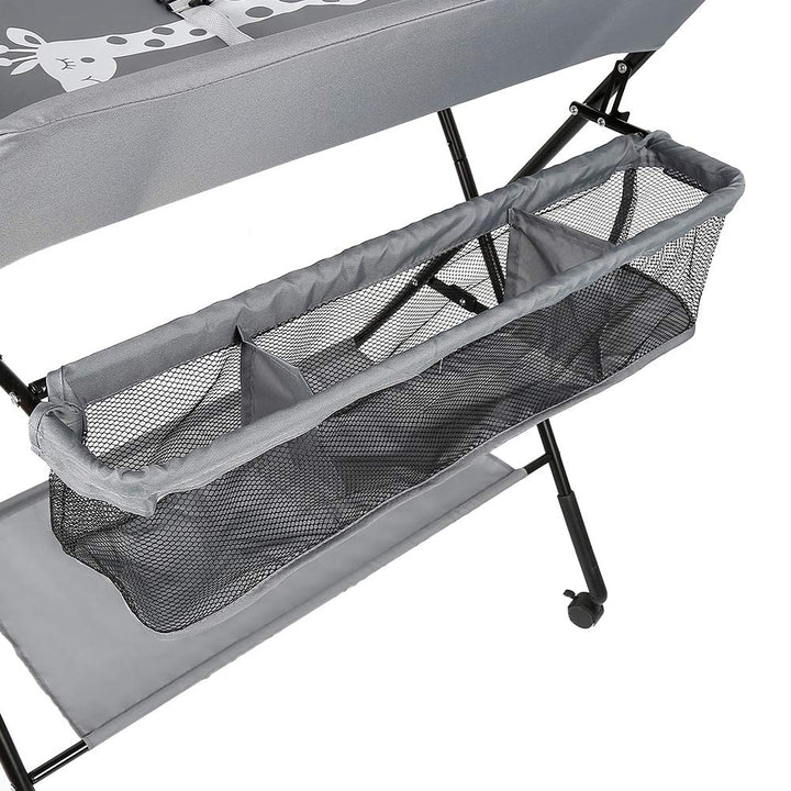 Baby Wickeltisch Klappbar, Höhenverstellbare Wickelkommode mit Sicherheitsgurt und Stauraum, Tragbar