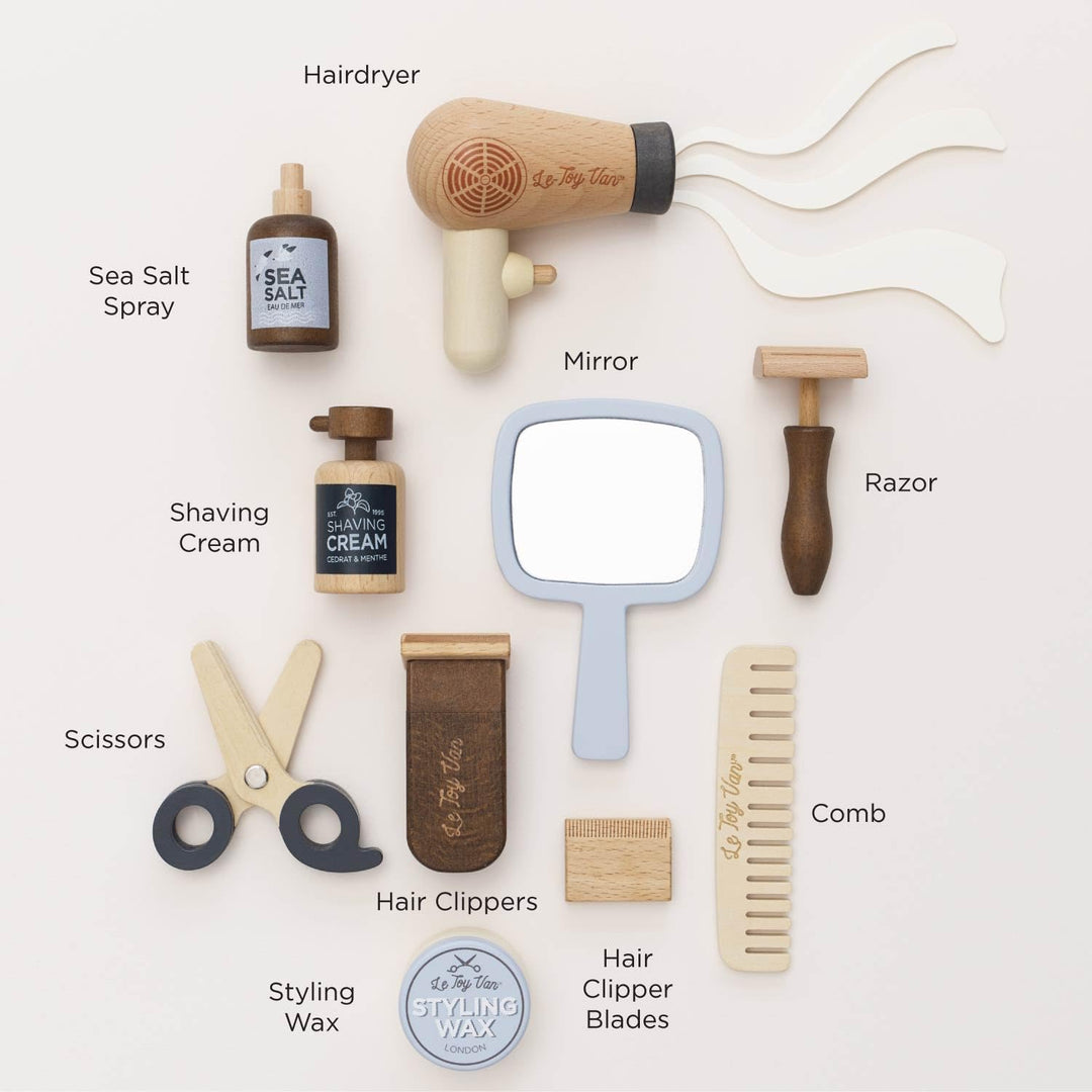 Le Toy Van Friseur und Friseur Set, Rollenspielzeug, 10-teilig, ab 3 Jahren, weiss, FSC-Holz