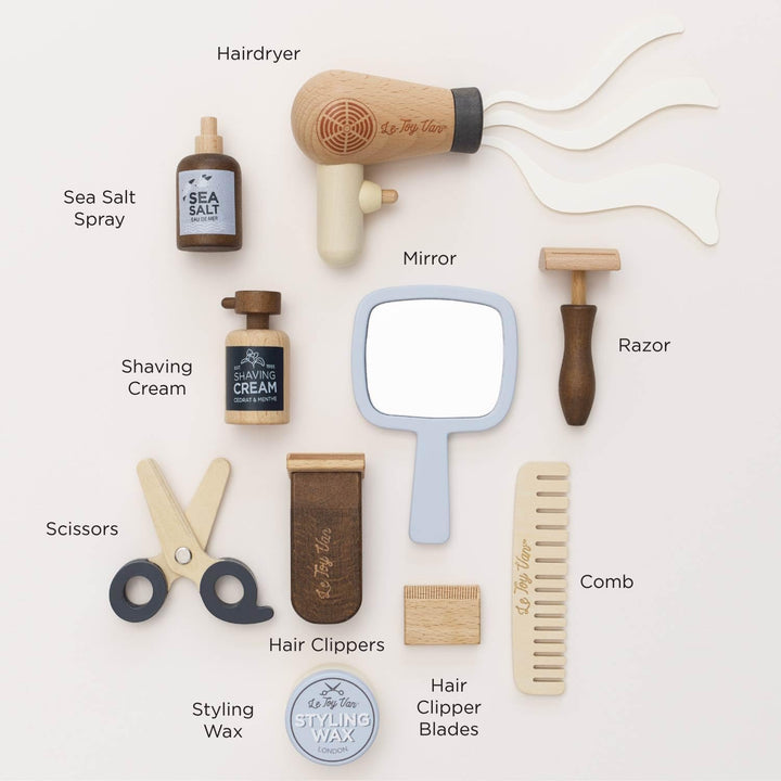 Le Toy Van Friseur und Friseur Set, Rollenspielzeug, 10-teilig, ab 3 Jahren, weiss, FSC-Holz
