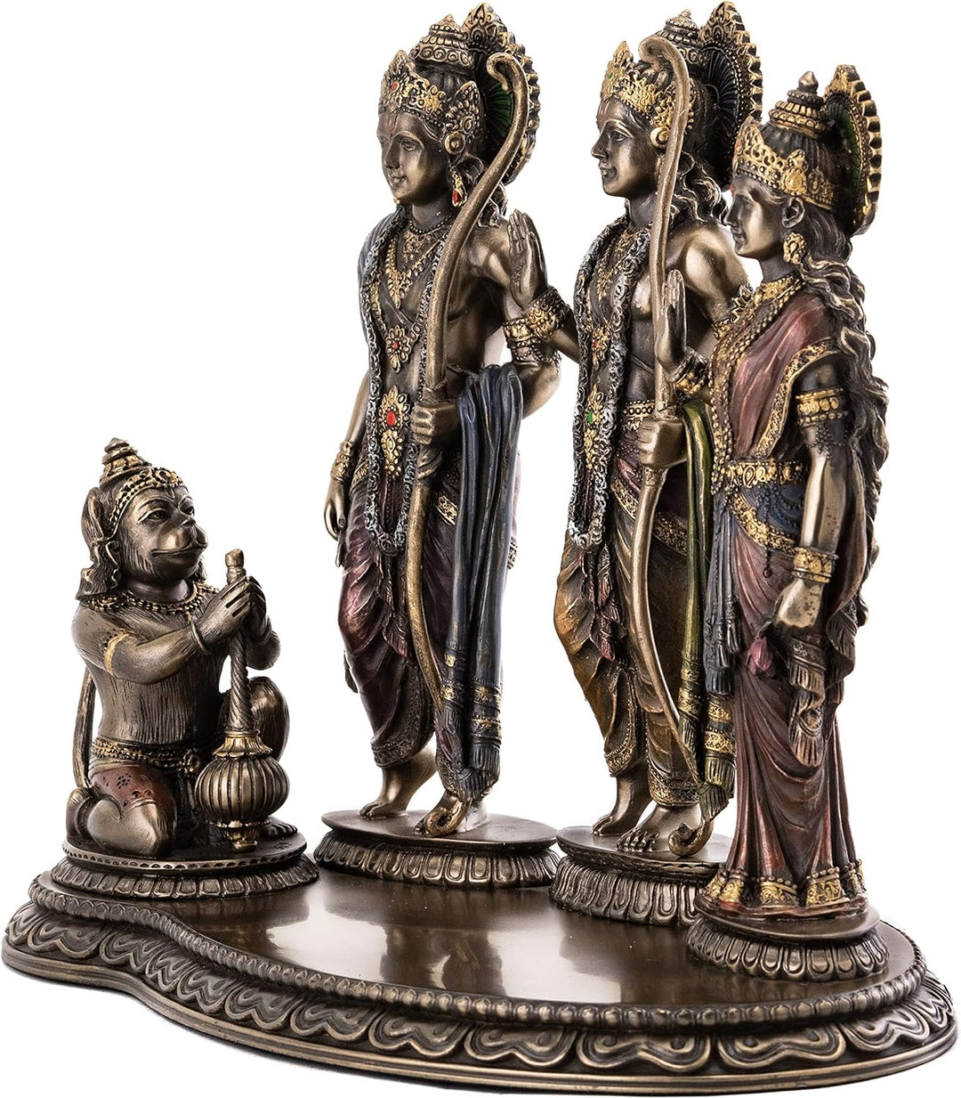 Top Collection Statue Rama, Sita und Lakshmana, aus kaltgegossener Bronze, 26,7 x 19,1 cm