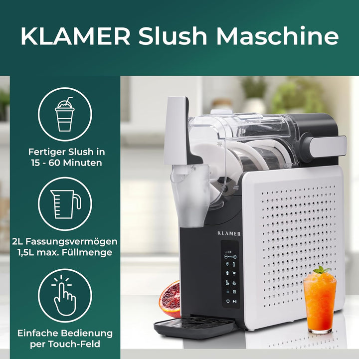 KLAMER Slush Maschine, mit 5 voreingestellten Programmen: Slushie, Cocktail, Milchshake, Frappé, Wei