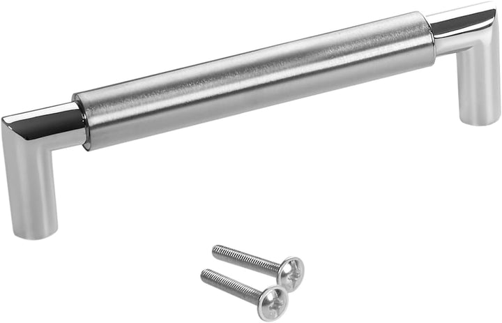 10 x SO-TECH® Möbelgriff Schrankgriff E9 echt Edelstahl BA 128 mm/Ø 16 mm mit verchromten Sockeln/De