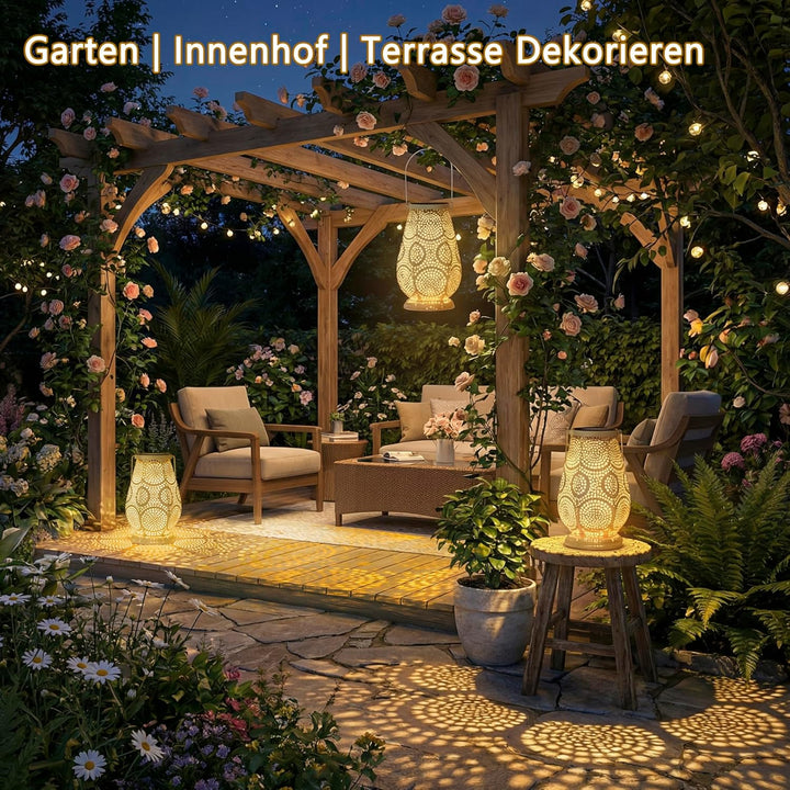 JOYCREATOR 2 Stück Solarlampen für Aussen Garten, IP65 Wasserdichte Solarlaterne für Aussen Hängend