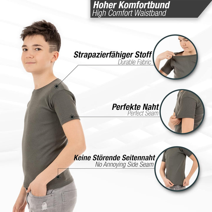 LOREZA ® 5er Pack Kinder Jungen Mädchen Unterhemd Kurzarm T-Shirt 100% Baumwolle Feinripp Unisex 116