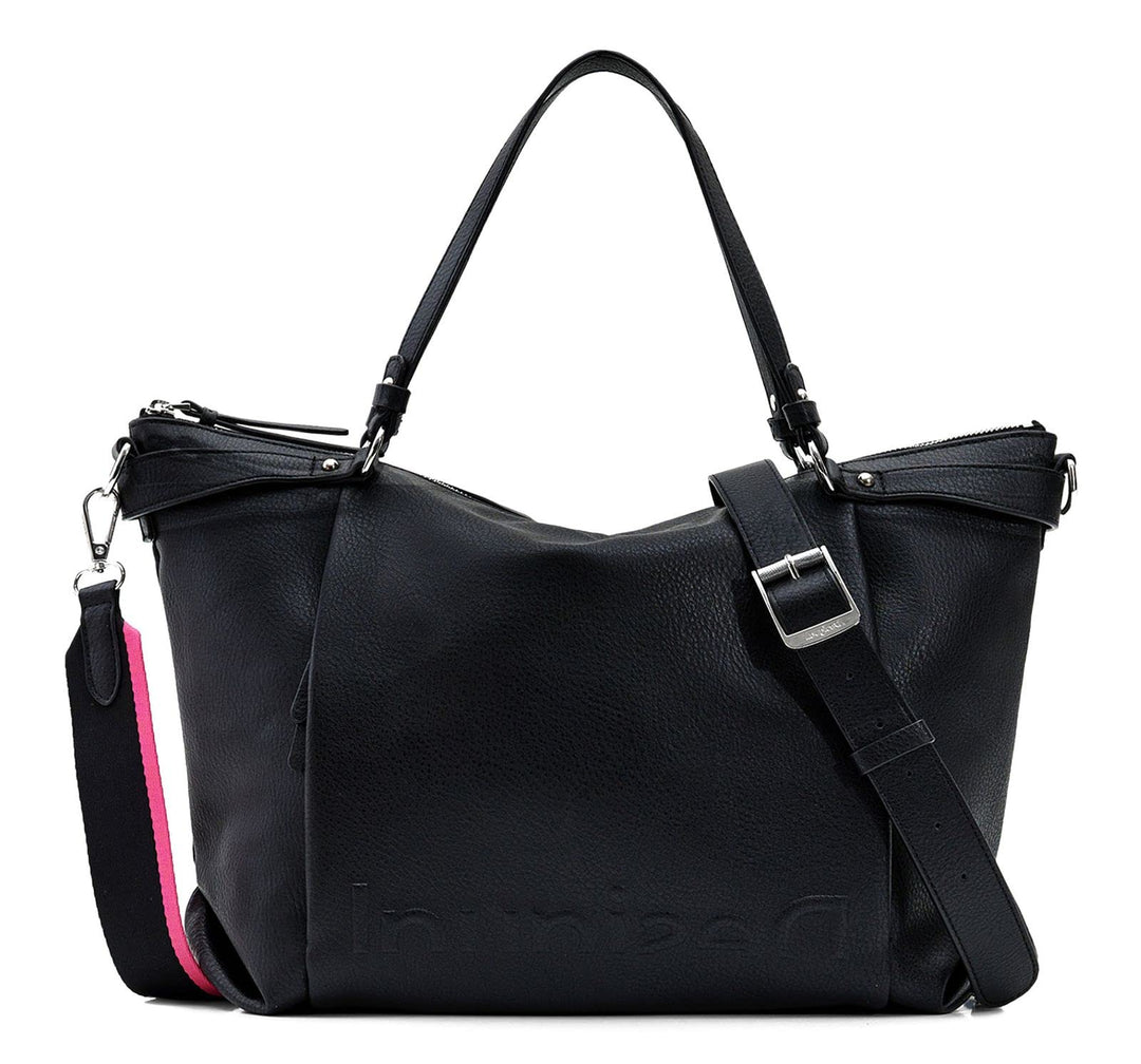 Desigual Damen Bag Tasche Half Logo 23_Libia 2.0 4000 Moss Nero, Nero