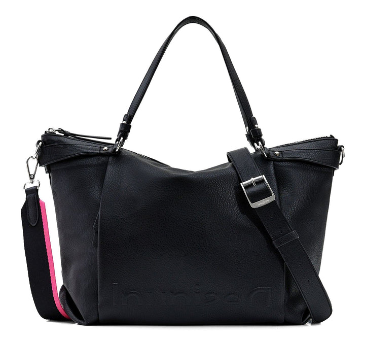 Desigual Damen Bag Tasche Half Logo 23_Libia 2.0 4000 Moss Nero, Nero