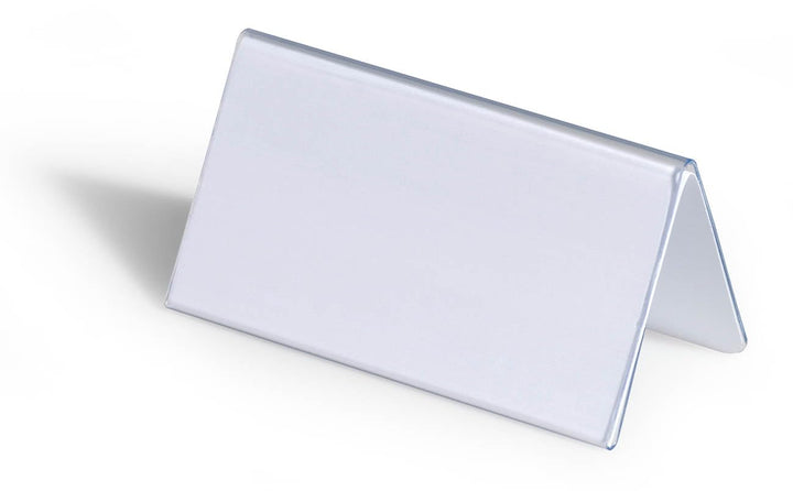 Durable Tischnamensschild 52/104 x 100 mm, transparent mit weisser Papiereinlage, 25 Stück, 805119,