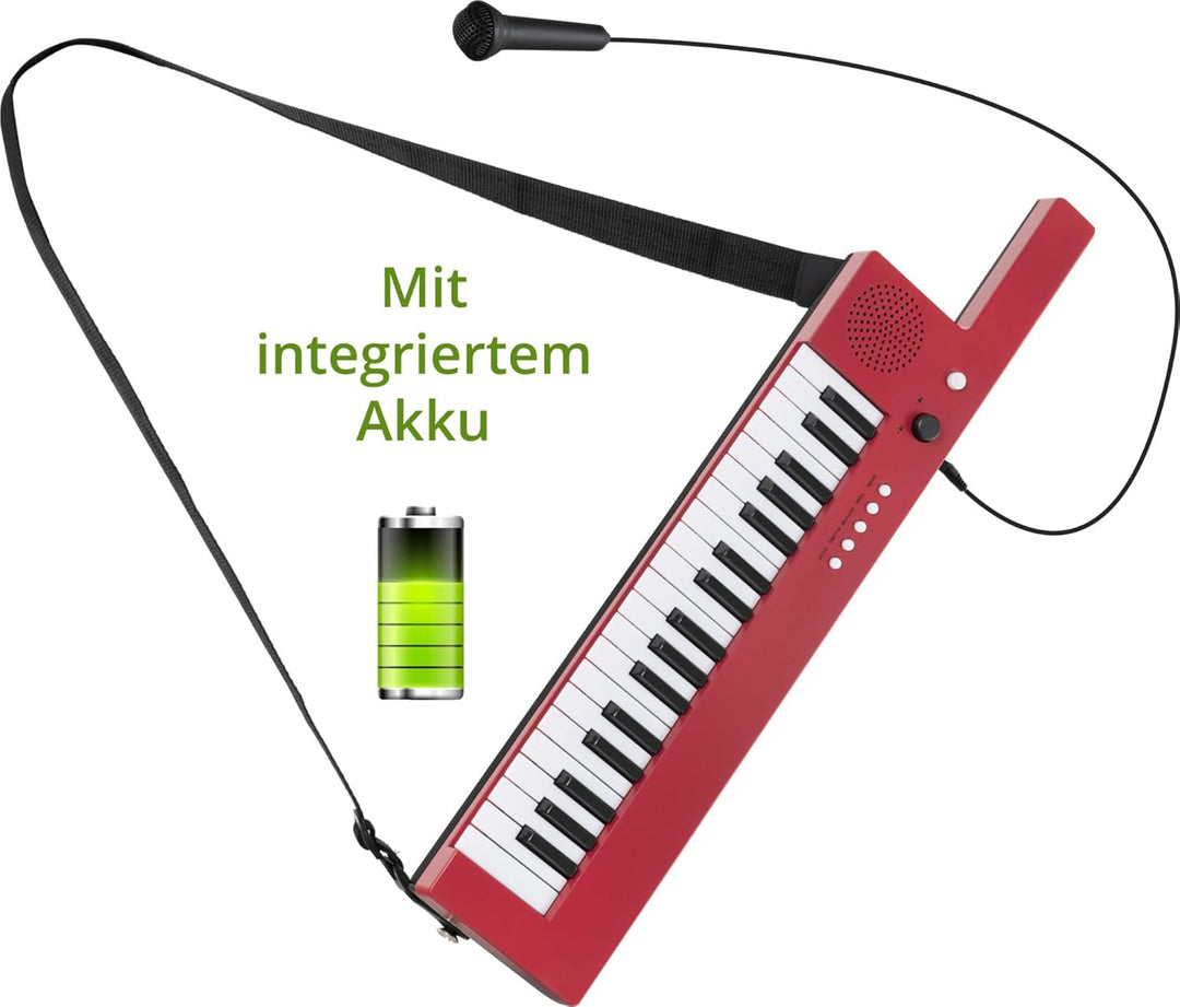 McGrey KT-3712 Kinderkeyboard - 37 Tasten - Inklusive Tragegurt und Mikrofon - Betrieb über Akku und