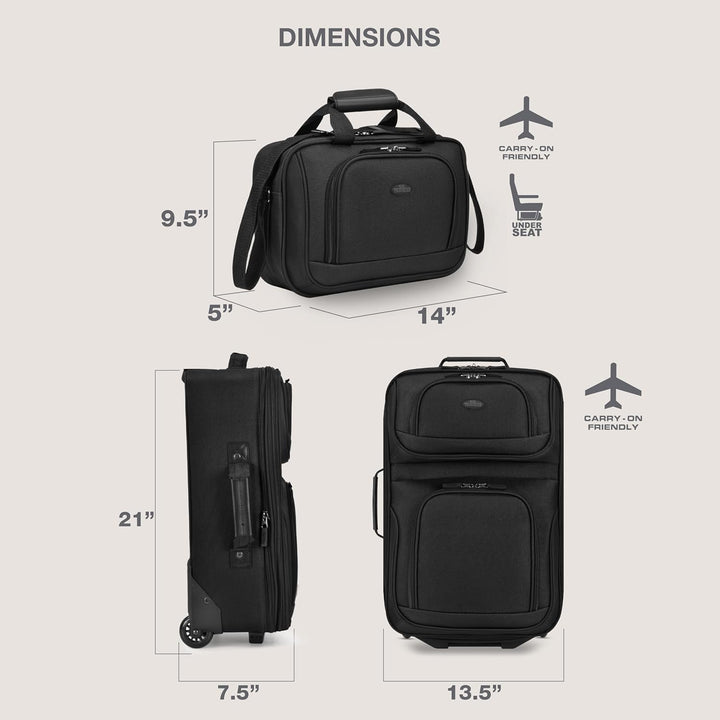 Rio Rugged Fabric Erweiterbares Handgepäck-Set 2 Wheel Schwarz, 2 Wheel Schwarz