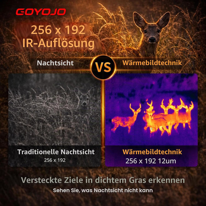 GOYOJO Handheld-Wärmebild-Monokular mit 15-mm-Fokalobjektiv, 256 x 192 (25 Hz), Integrierte drahtlos